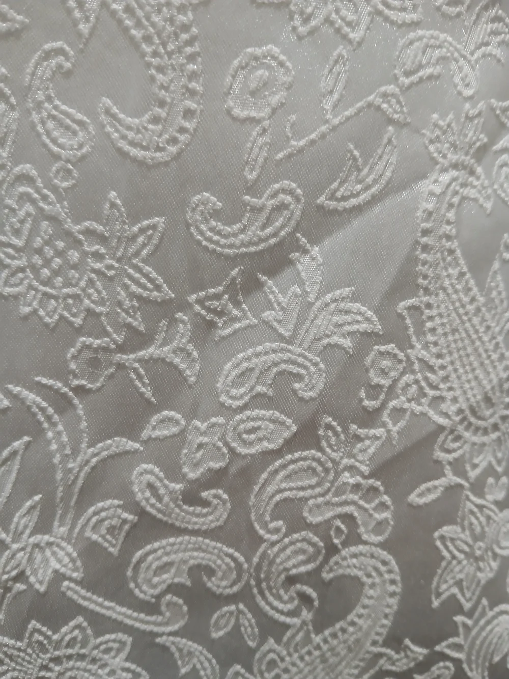White Floral Jacquard Tuxedo Jacket with Black Satin Shawl Collar